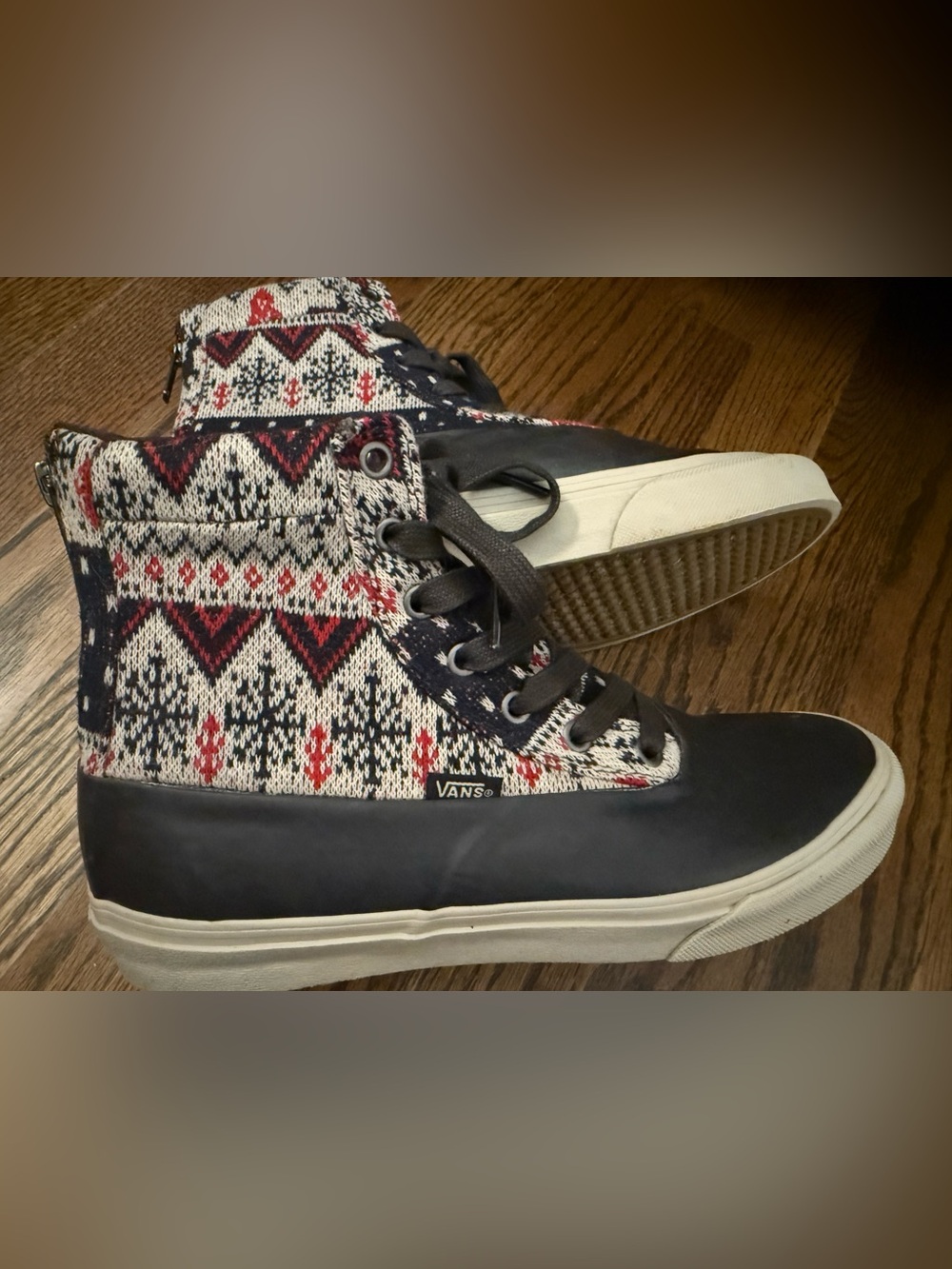 Vans Nordic Fair Isle Festive Knit Duck Boots Winter High Top Shoes Women’s 7.5